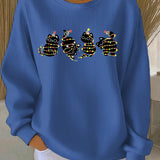 Damen Weihnachtsdruck Freizeit Sweatshirt