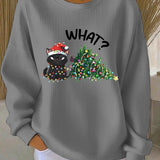 Damen Weihnachts-Ripp-Rundhals-Sweatshirt