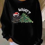 Damen Weihnachts-Ripp-Rundhals-Sweatshirt