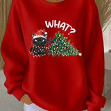Damen Weihnachts-Ripp-Rundhals-Sweatshirt