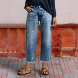 Retro kurze gerade Jeans für Frauen