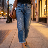 Retro kurze gerade Jeans für Frauen