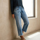 Retro kurze gerade Jeans für Frauen