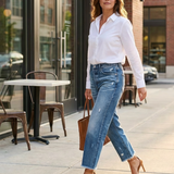 Retro kurze gerade Jeans für Frauen