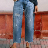 Retro kurze gerade Jeans für Frauen