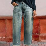 Retro kurze gerade Jeans für Frauen