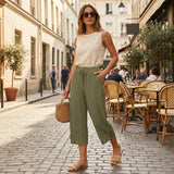 Weite Capri-Hosen für Damen mit praktischen Taschen