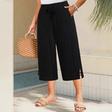 Weite Capri-Hosen für Damen mit praktischen Taschen