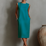 Silvia – Ärmelloses Kleid mit Rundhalsausschnitt und Seitentaschen