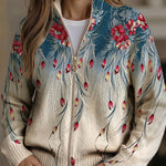 Zillah women's knit cardigan, floral gradient print and front zipper closure
